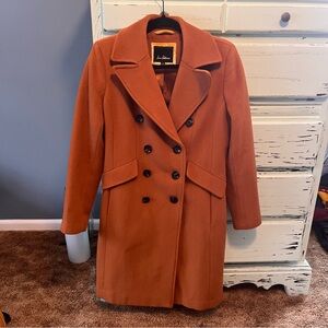Sam Edelman Double-Breasted Rust Colored Wool Blend Jacket, size 4.